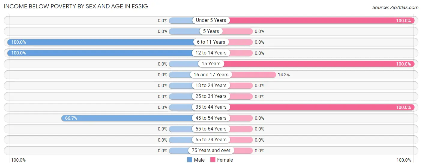 Income Below Poverty by Sex and Age in Essig