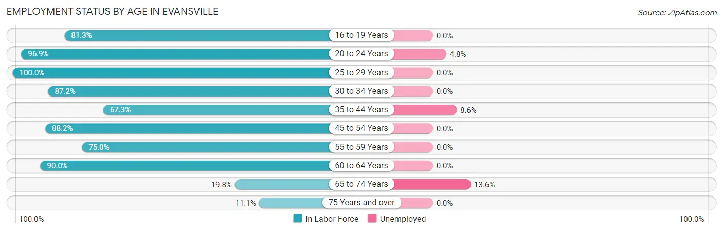 Employment Status by Age in Evansville