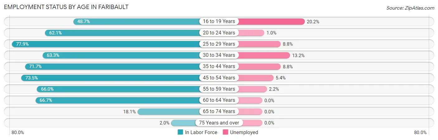 Employment Status by Age in Faribault