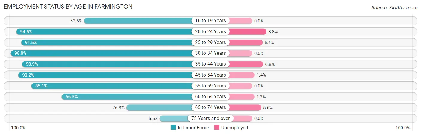 Employment Status by Age in Farmington