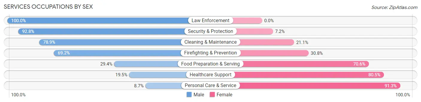 Services Occupations by Sex in Farmington