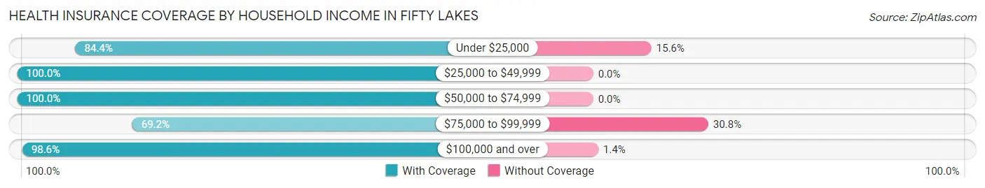Health Insurance Coverage by Household Income in Fifty Lakes