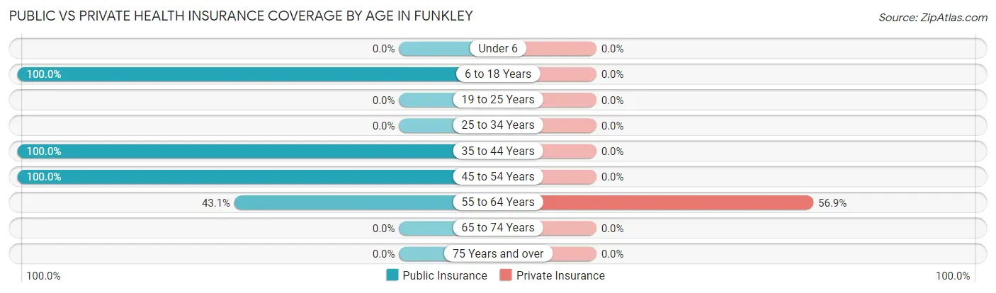 Public vs Private Health Insurance Coverage by Age in Funkley