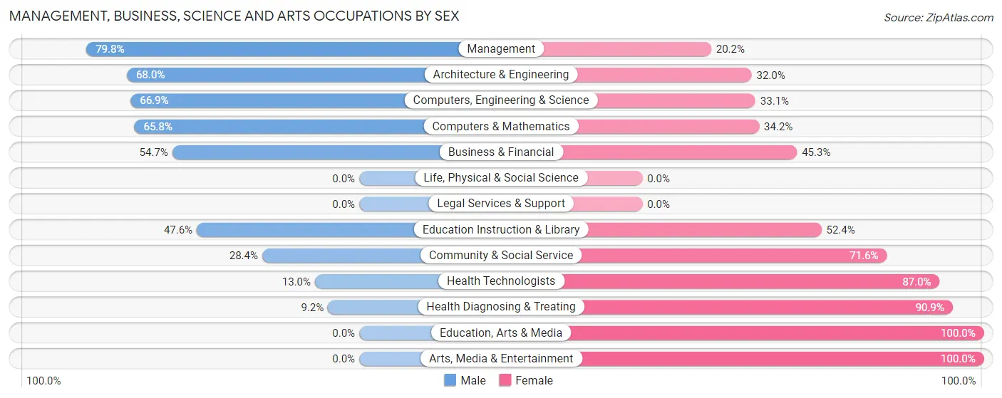 Management, Business, Science and Arts Occupations by Sex in Goodview