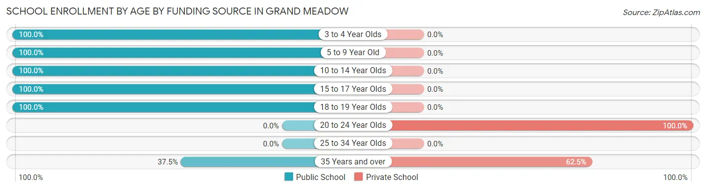 School Enrollment by Age by Funding Source in Grand Meadow