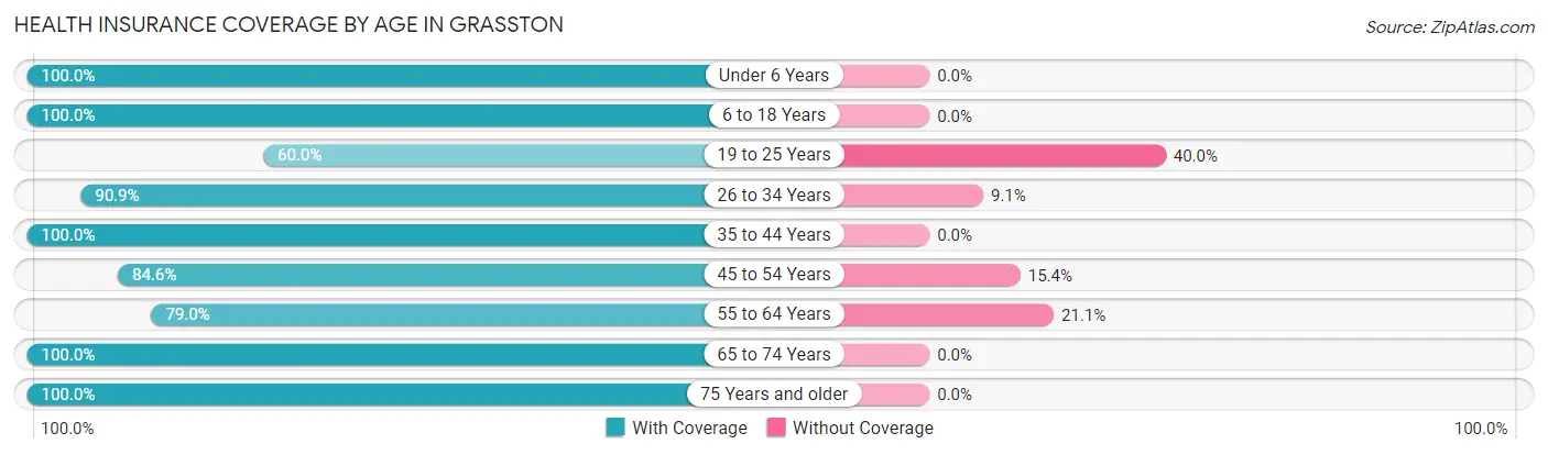 Health Insurance Coverage by Age in Grasston