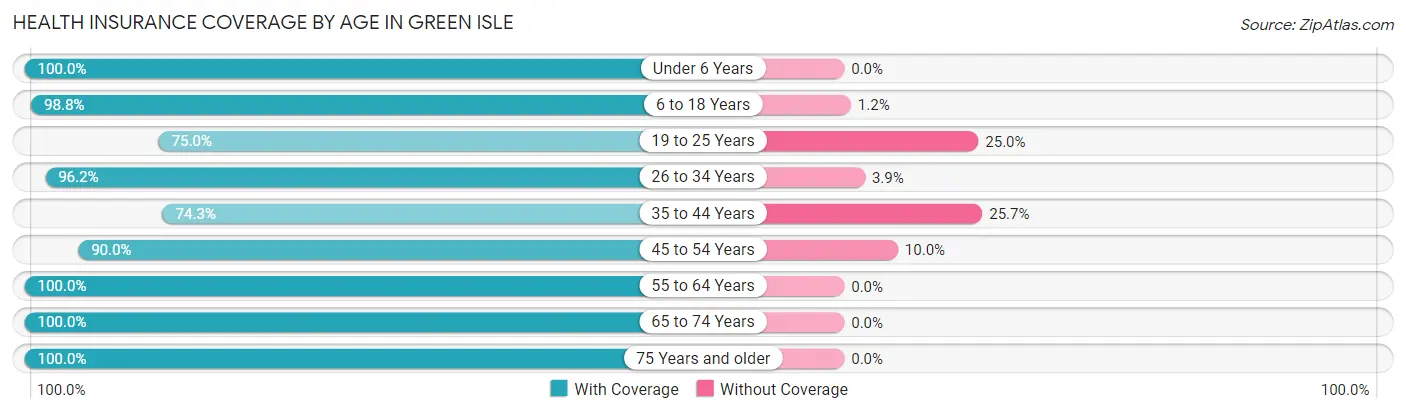 Health Insurance Coverage by Age in Green Isle