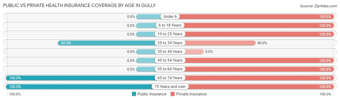 Public vs Private Health Insurance Coverage by Age in Gully