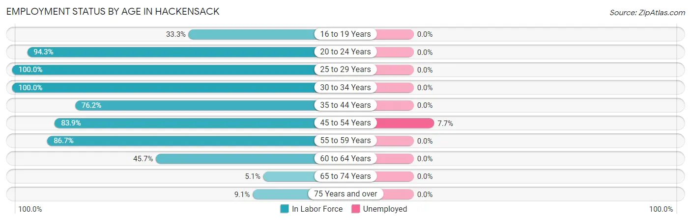 Employment Status by Age in Hackensack
