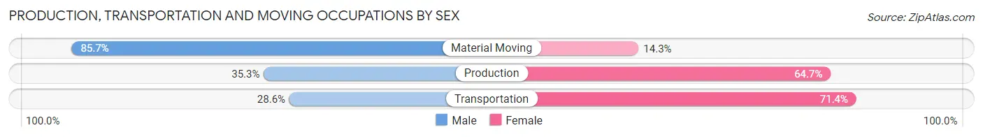Production, Transportation and Moving Occupations by Sex in Hackensack