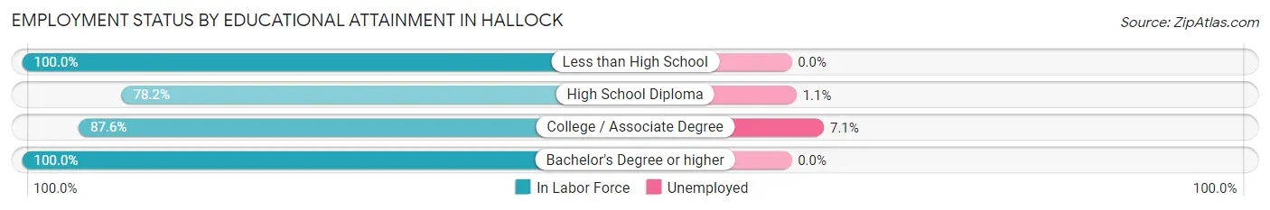 Employment Status by Educational Attainment in Hallock