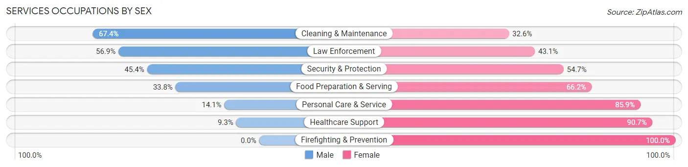 Services Occupations by Sex in Ham Lake