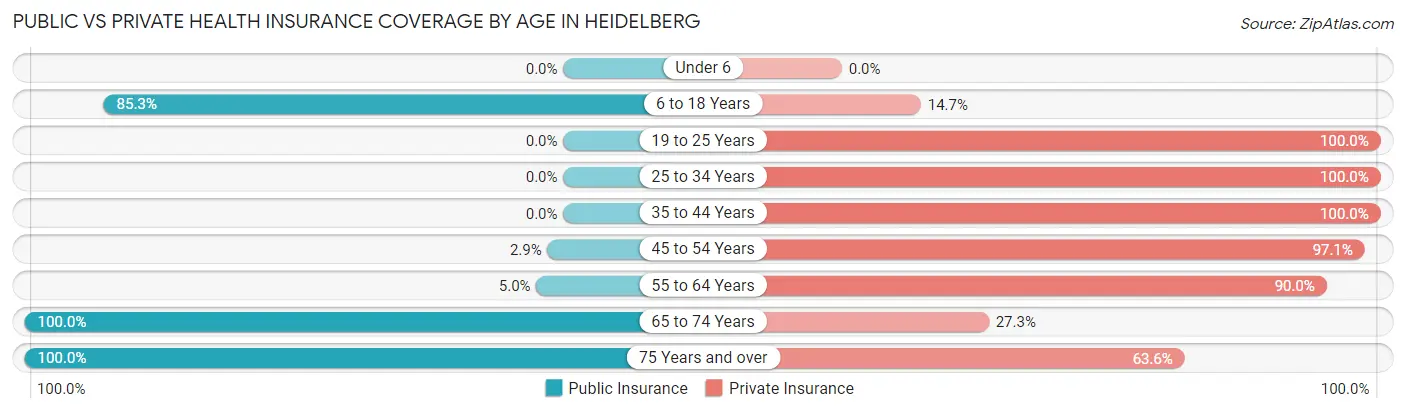 Public vs Private Health Insurance Coverage by Age in Heidelberg