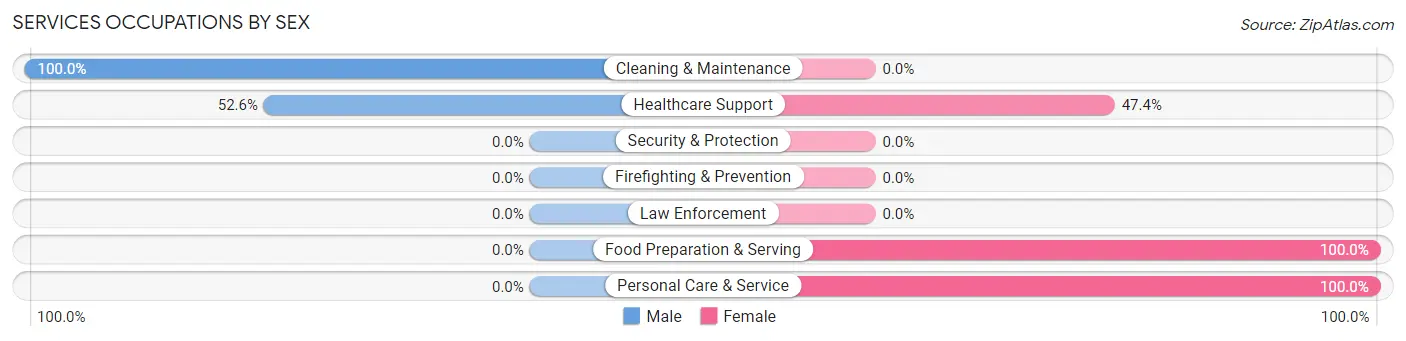 Services Occupations by Sex in Hendricks