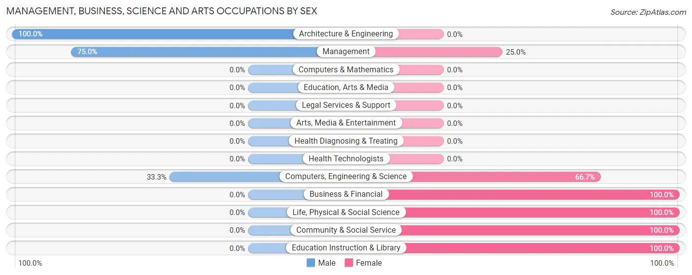 Management, Business, Science and Arts Occupations by Sex in Hill City