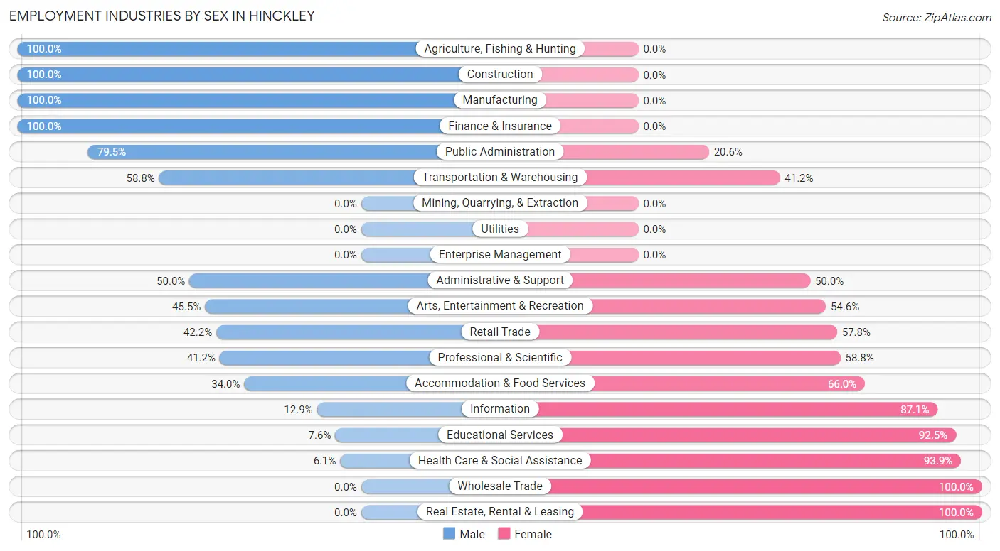 Employment Industries by Sex in Hinckley