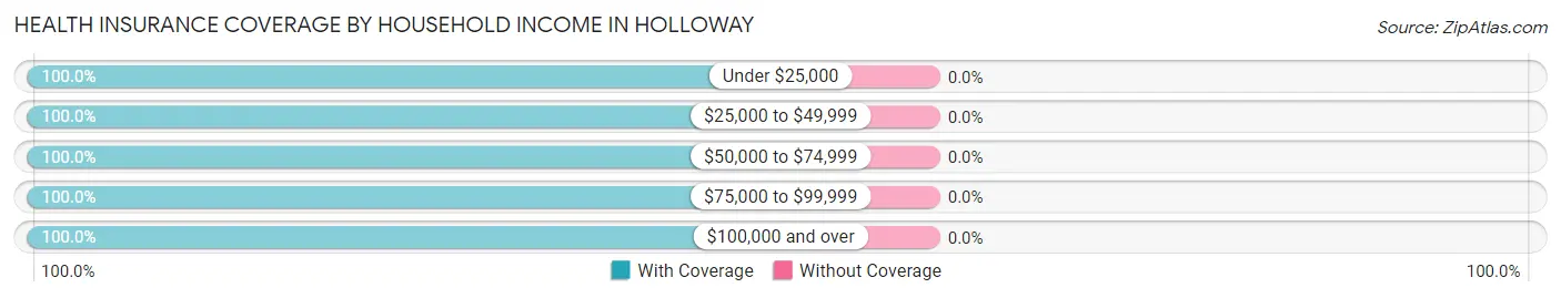 Health Insurance Coverage by Household Income in Holloway