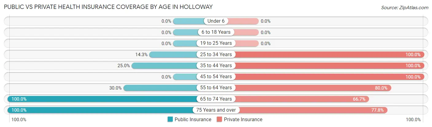Public vs Private Health Insurance Coverage by Age in Holloway