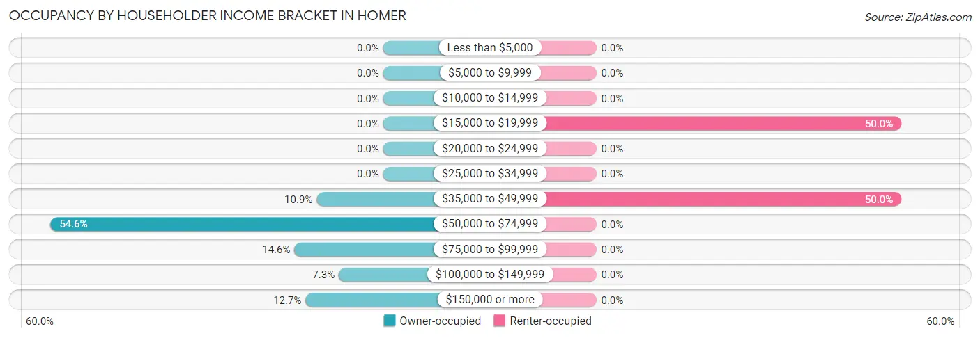 Occupancy by Householder Income Bracket in Homer
