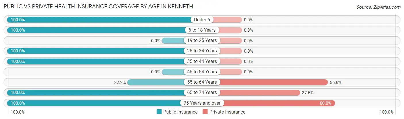 Public vs Private Health Insurance Coverage by Age in Kenneth