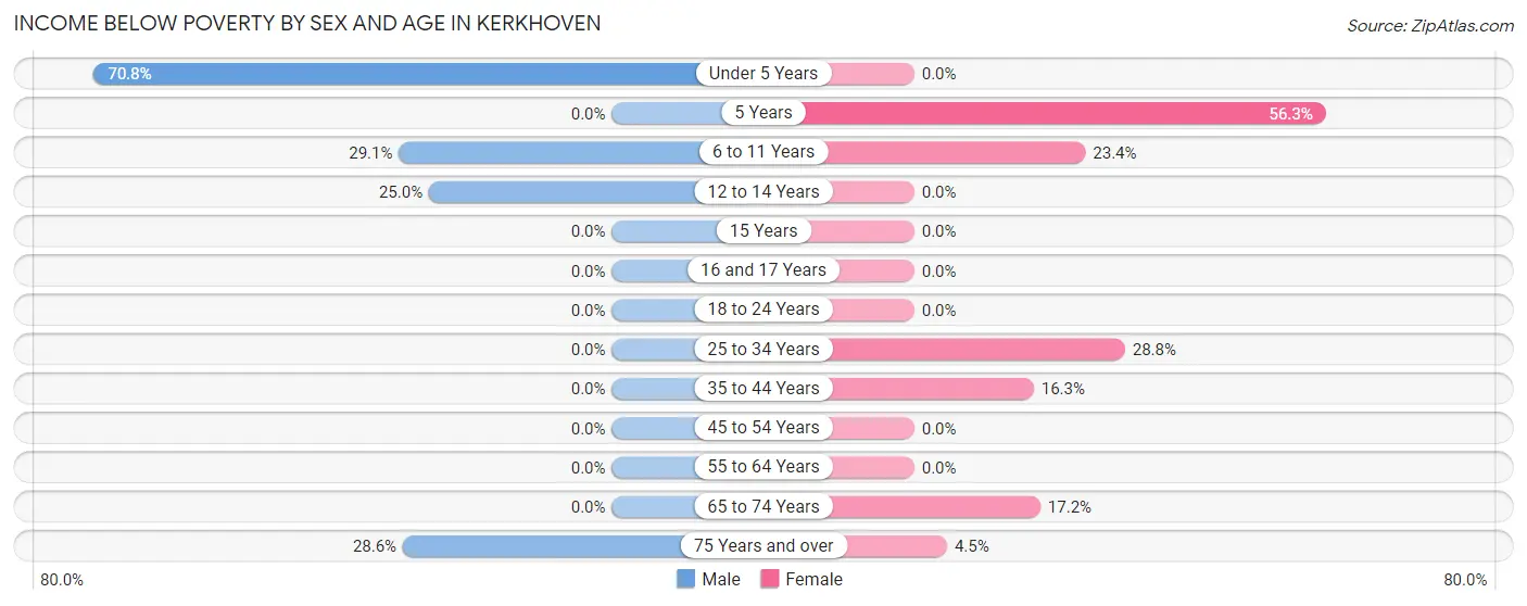 Income Below Poverty by Sex and Age in Kerkhoven