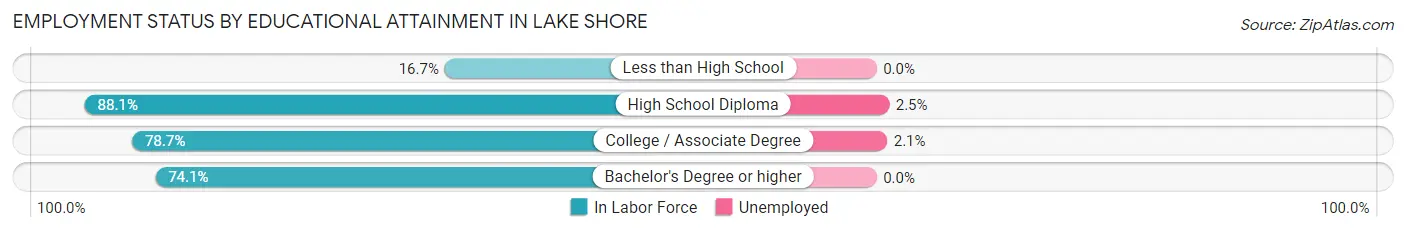 Employment Status by Educational Attainment in Lake Shore