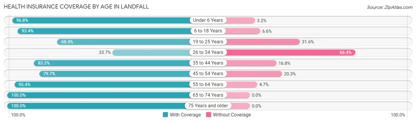 Health Insurance Coverage by Age in Landfall