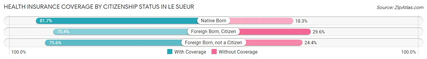 Health Insurance Coverage by Citizenship Status in Le Sueur