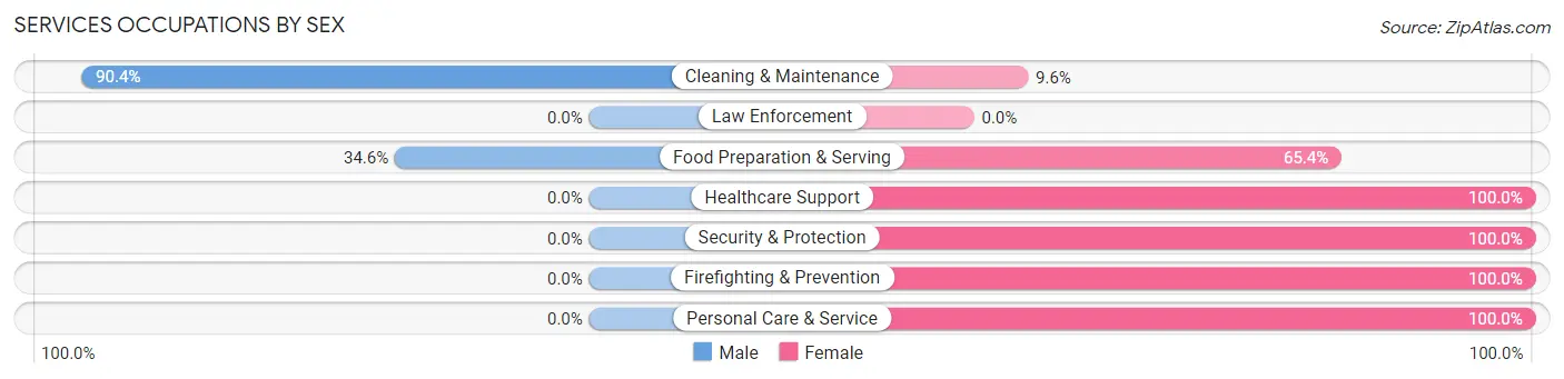 Services Occupations by Sex in Le Sueur