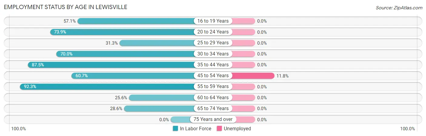 Employment Status by Age in Lewisville