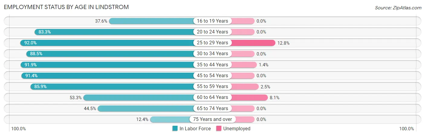 Employment Status by Age in Lindstrom