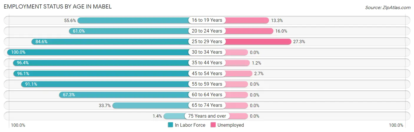 Employment Status by Age in Mabel
