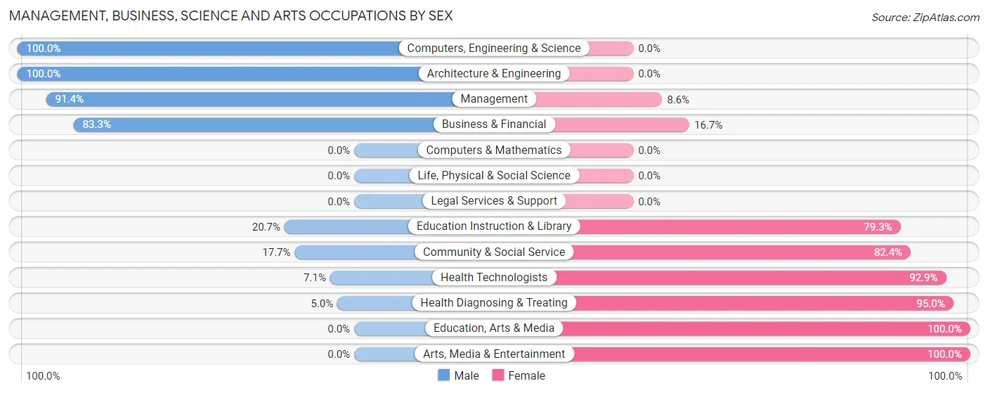 Management, Business, Science and Arts Occupations by Sex in Mabel