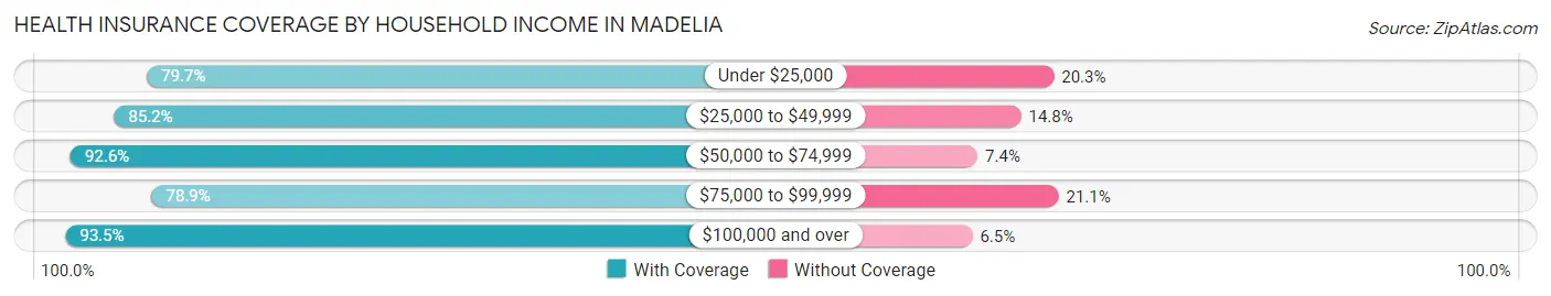 Health Insurance Coverage by Household Income in Madelia