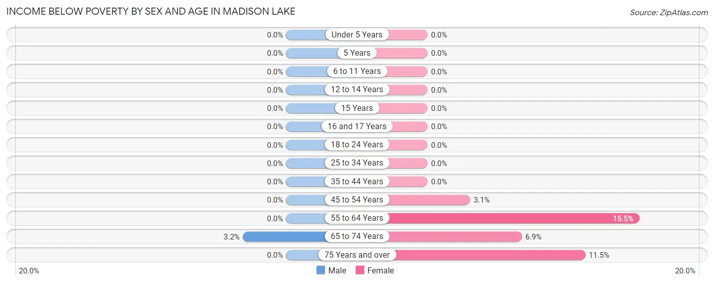 Income Below Poverty by Sex and Age in Madison Lake