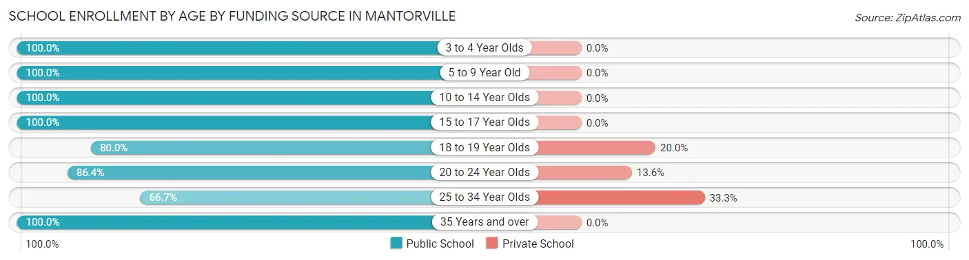 School Enrollment by Age by Funding Source in Mantorville