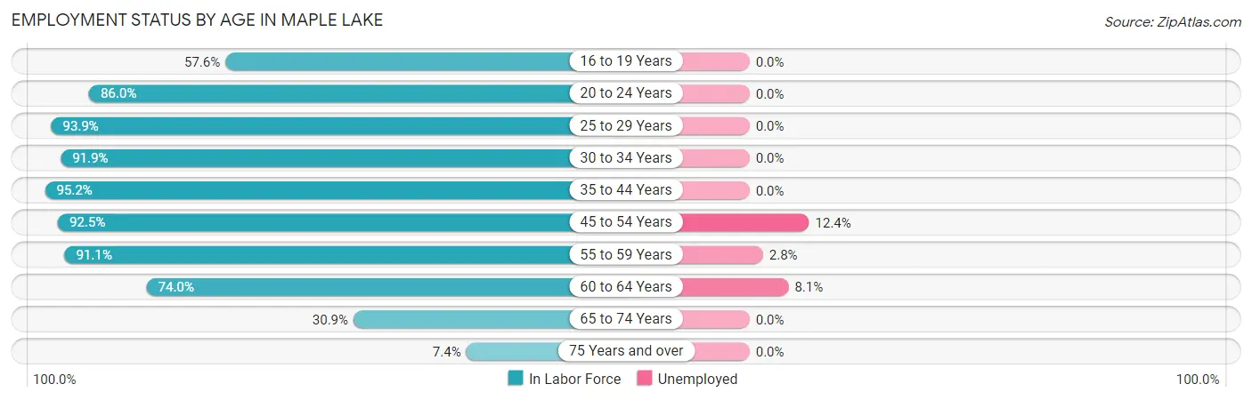 Employment Status by Age in Maple Lake