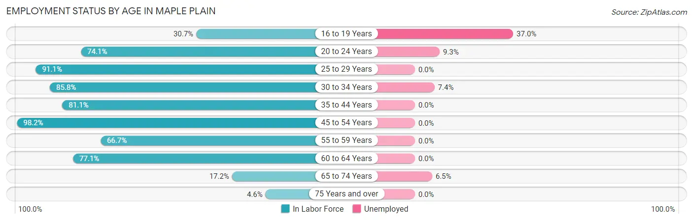 Employment Status by Age in Maple Plain