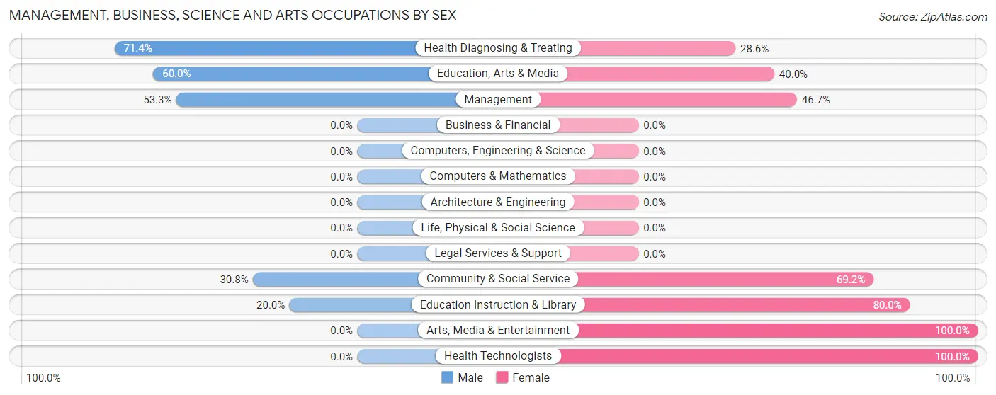Management, Business, Science and Arts Occupations by Sex in Mcgregor