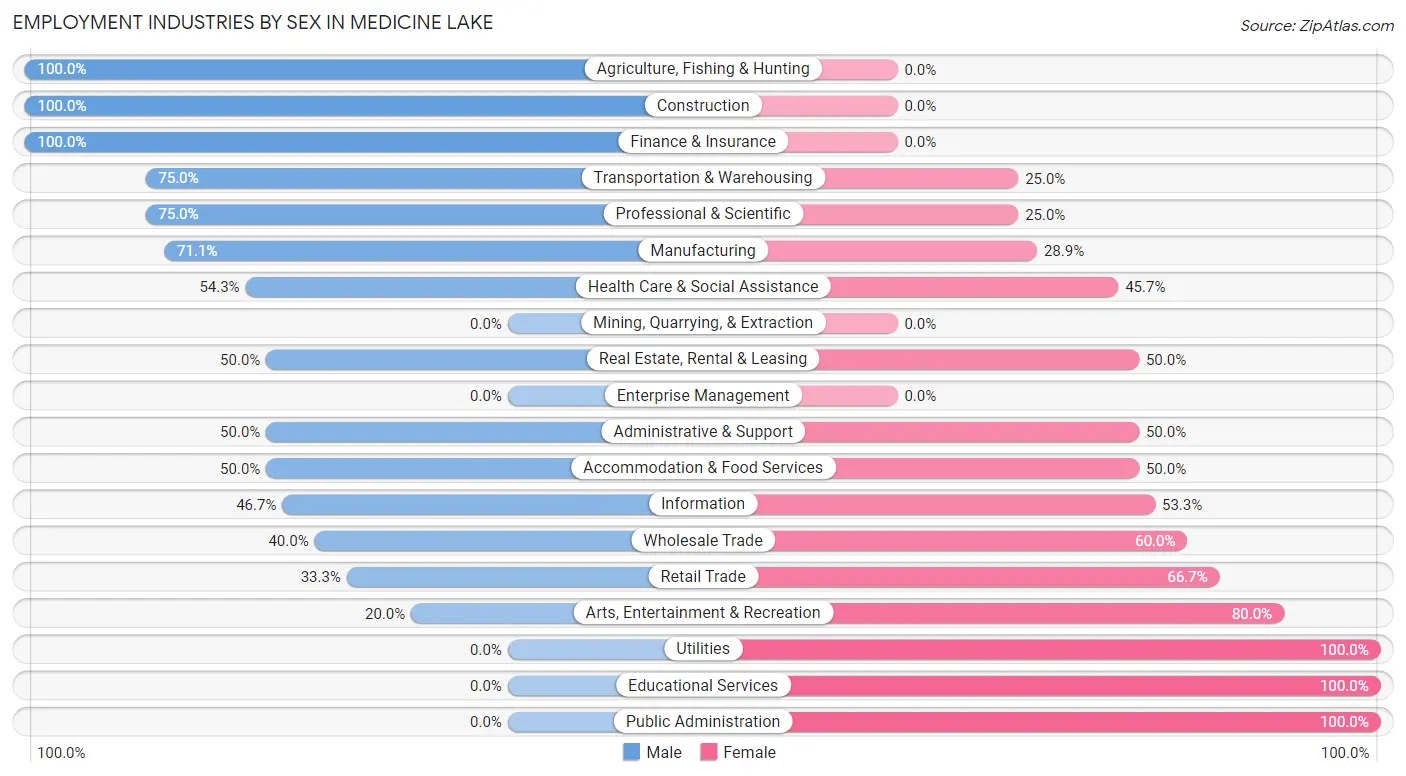 Employment Industries by Sex in Medicine Lake