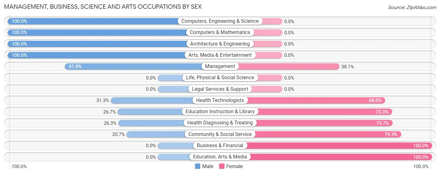 Management, Business, Science and Arts Occupations by Sex in Menahga