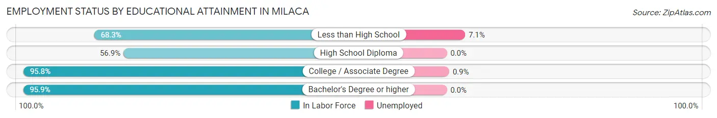 Employment Status by Educational Attainment in Milaca