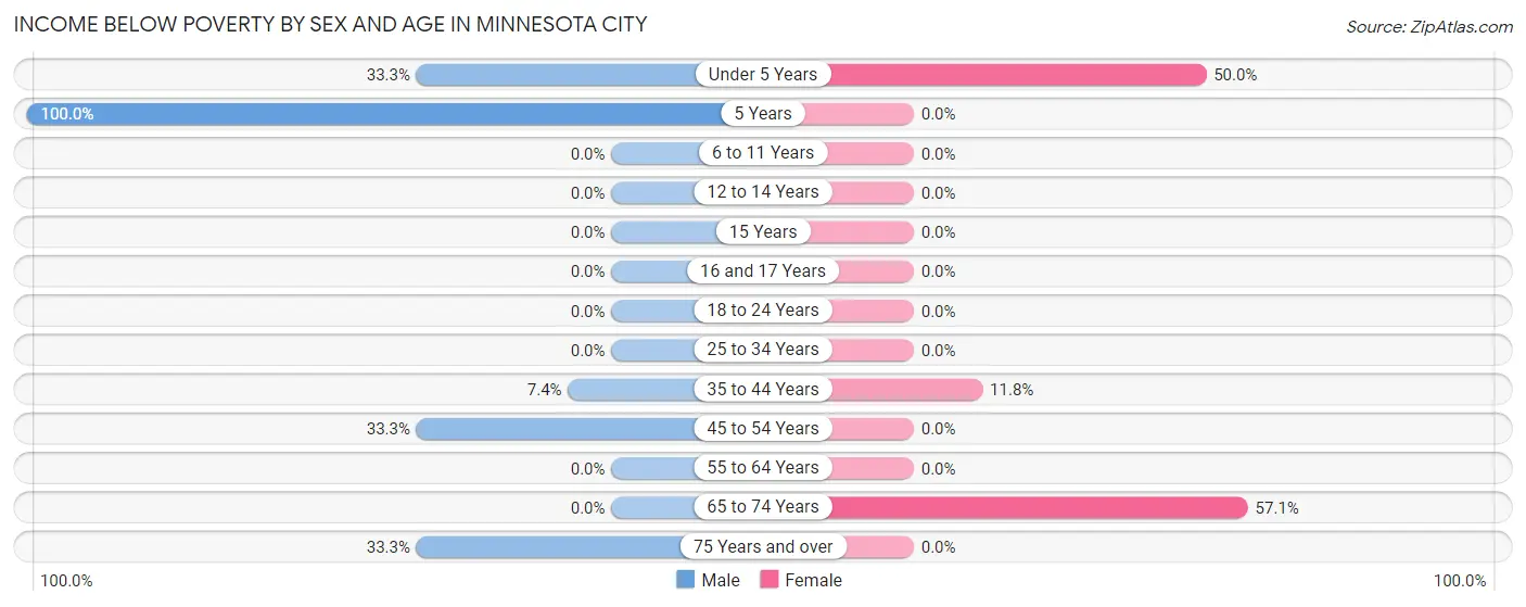Income Below Poverty by Sex and Age in Minnesota City