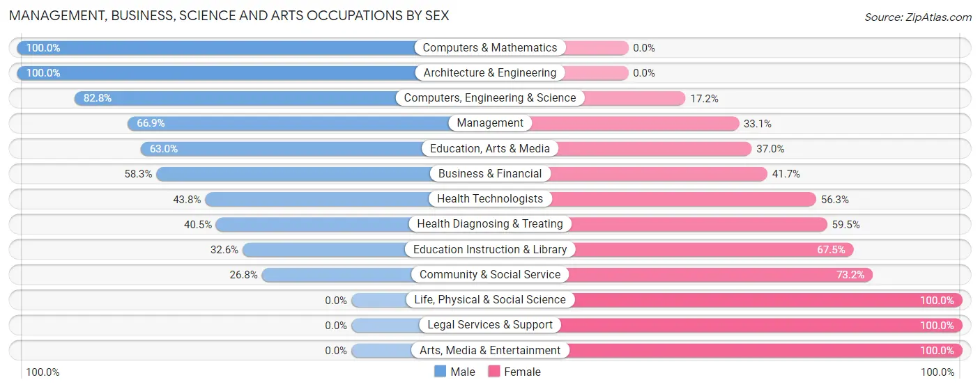 Management, Business, Science and Arts Occupations by Sex in Minnetrista