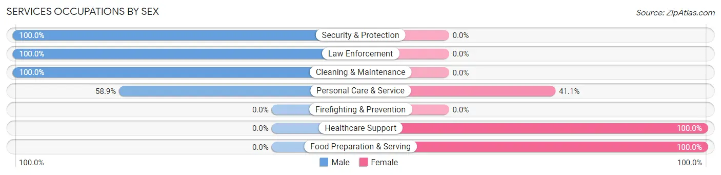 Services Occupations by Sex in Minnetrista