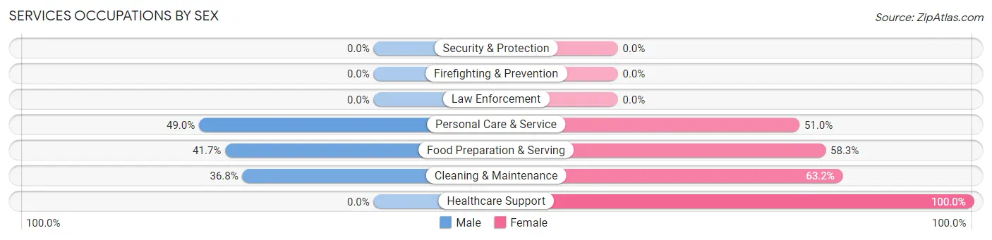 Services Occupations by Sex in Mora