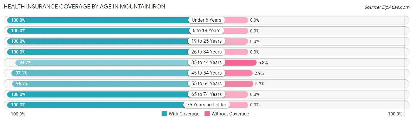 Health Insurance Coverage by Age in Mountain Iron
