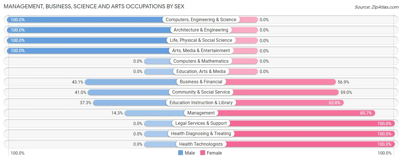Management, Business, Science and Arts Occupations by Sex in Mountain Iron