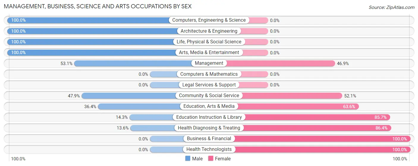 Management, Business, Science and Arts Occupations by Sex in Nashwauk