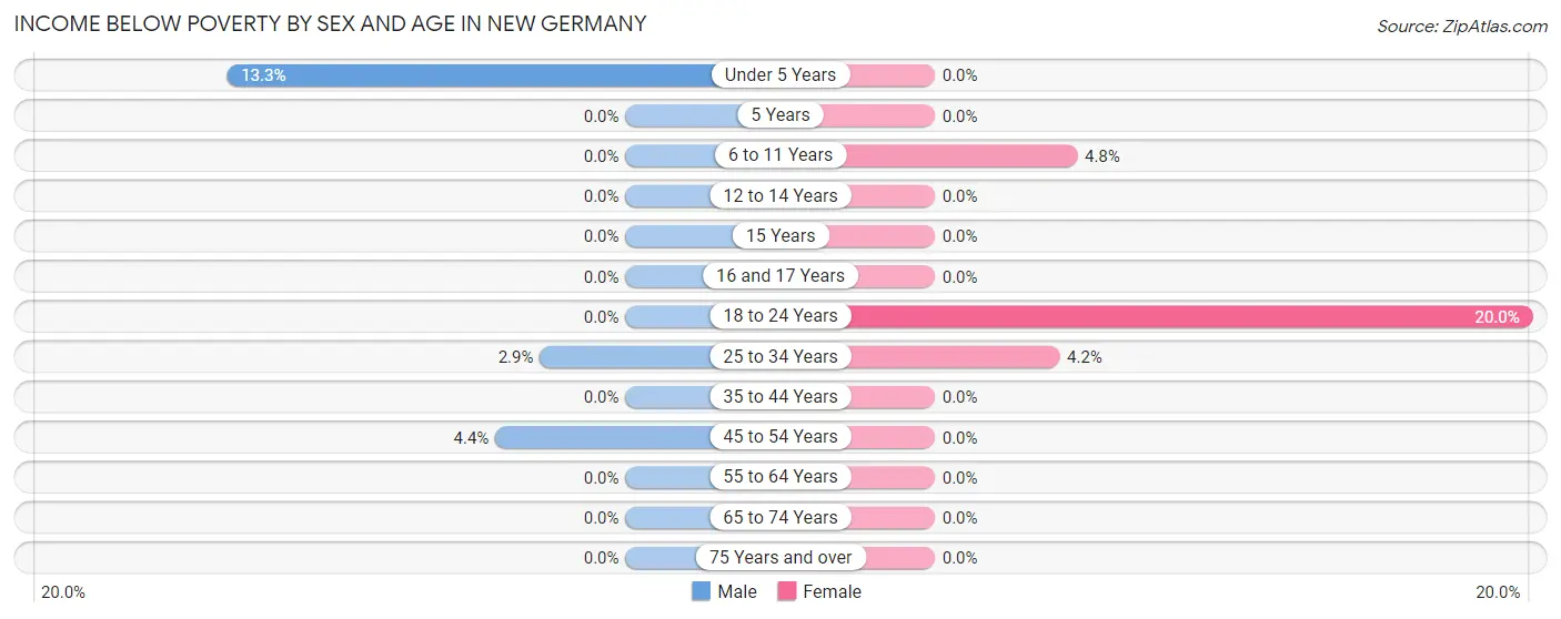 Income Below Poverty by Sex and Age in New Germany